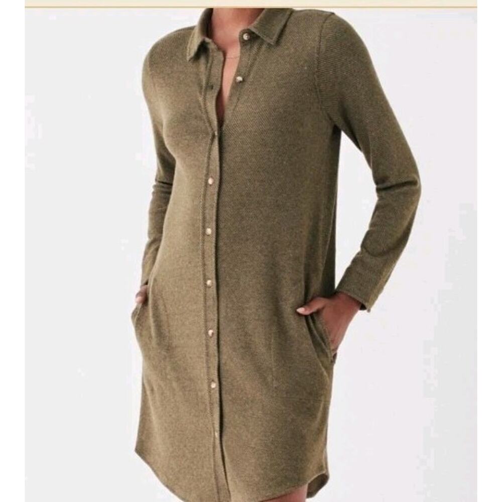 Faherty Legend Sweater Dress In Olive Melange Twill Green Women's Size Small